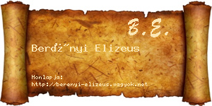 Berényi Elizeus névjegykártya